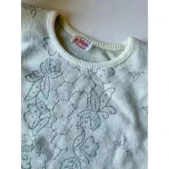 1980’s Beldoch Popper pullover‎ sweater white tinsel floral loose small medium - Picture 3 of 8